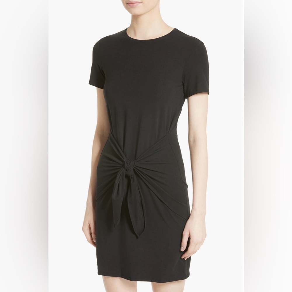 Theory Perfect Black Dress. Front Tie T-shirt Minimalist Size M Designer CBK